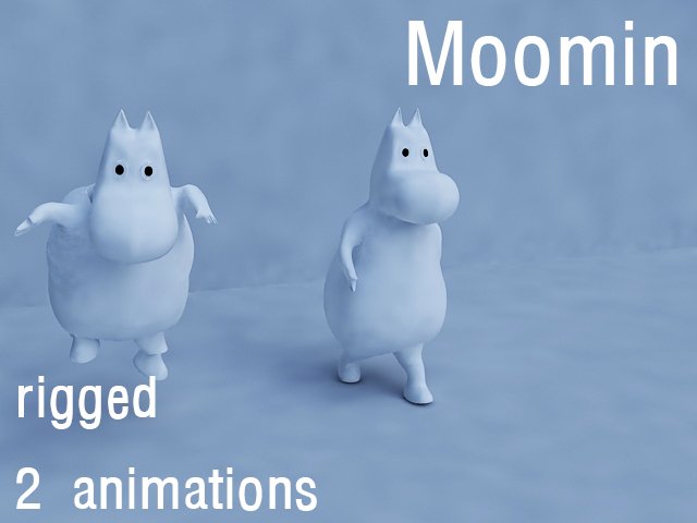 rigged animated moomin Modelo 3D .c4d .max .obj .3ds .fbx .stl .blend 