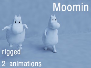 rigged animated moomin Modèle 3D