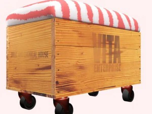 panca portaoggetti con ruote Modello 3D