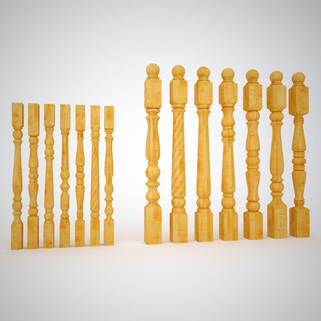 collection posts and balusters 3D मॉडल .c4d .max .obj .3ds .fbx .stl .blend 