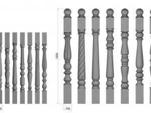 collection posts and balusters 3D Model