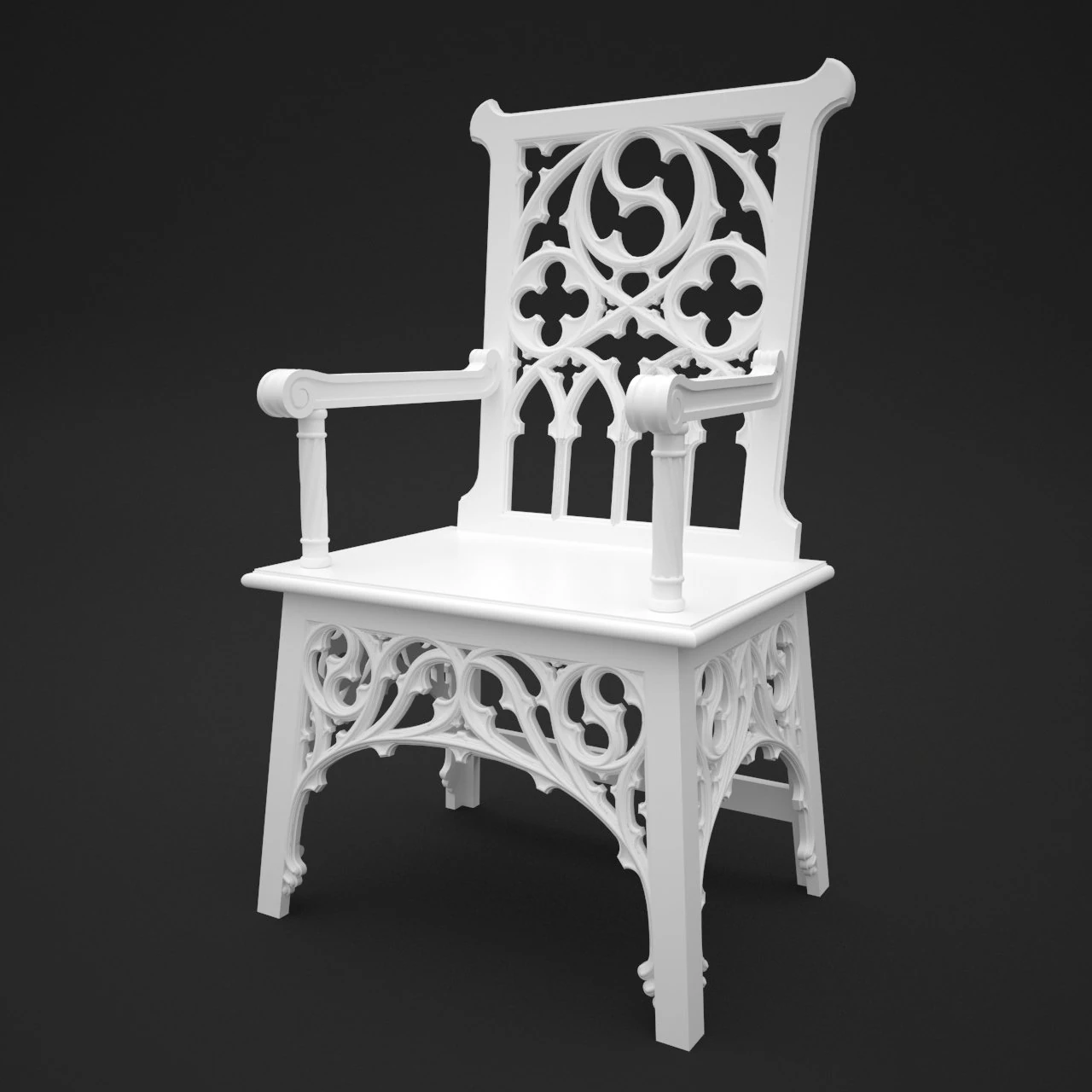 gothic chair 3D Model .c4d .max .obj .3ds .fbx .stl .blend 
