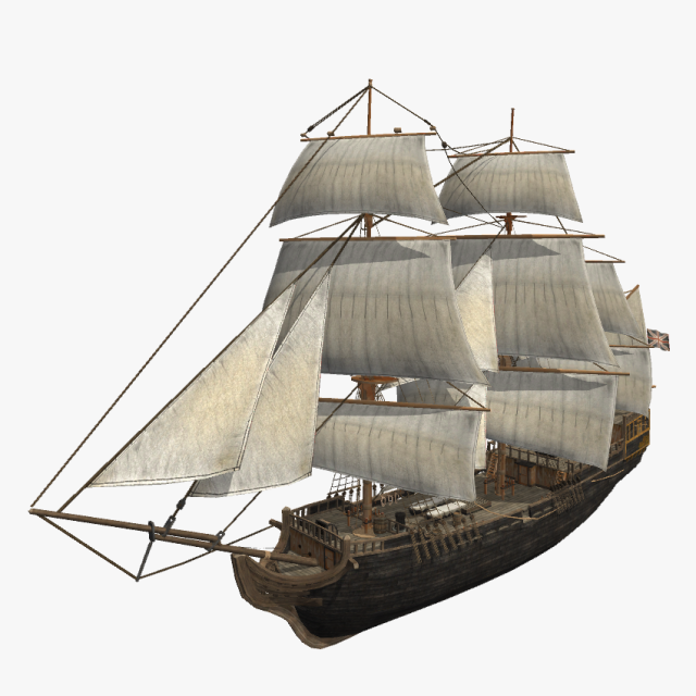 schooner commercial sailship 3D Model .c4d .max .obj .3ds .fbx .stl .blend