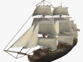 schooner commercial sailship Model 3D