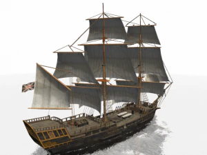 schooner commercial sailship 3D Model