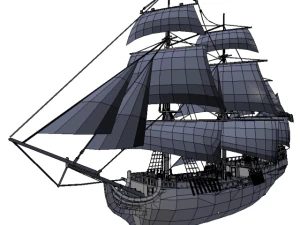 schooner commercial sailship 3D Model