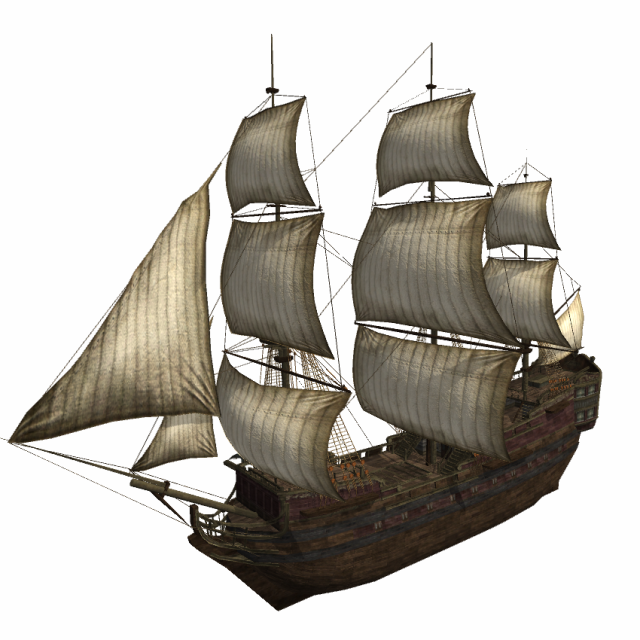 dark frigate sailship 3D Model .c4d .max .obj .3ds .fbx .stl .blend 