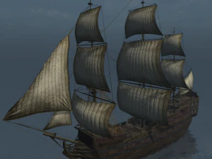 dark frigate sailship 3D Model