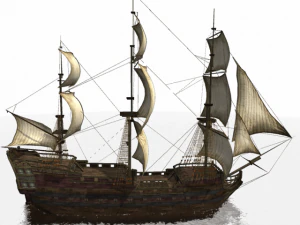 dark frigate sailship 3D Model