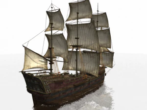 dark frigate sailship 3D Model
