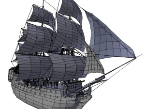dark frigate sailship 3D Model