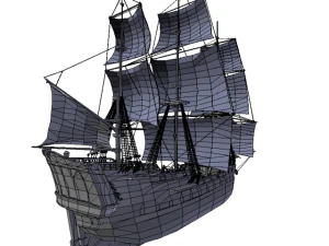 dark frigate sailship 3D Model
