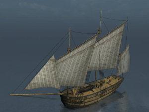 hms lugger sailship 3D Модель