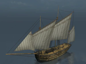 hms lugger sailship 3D Model