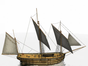 hms lugger sailship 3D Model
