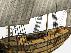 hms lugger sailship 3D Model