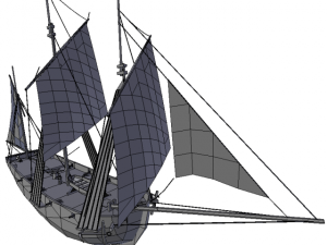 hms lugger sailship 3D Модель