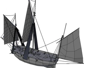 hms lugger sailship 3D Model