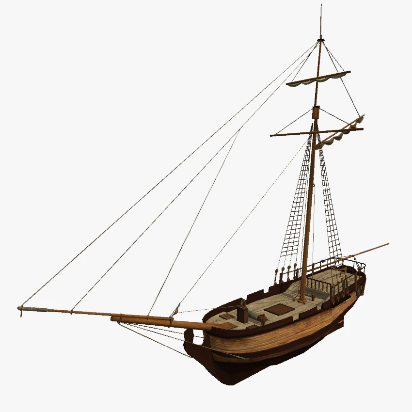 hms shooner 1 masts 3D Model .c4d .max .obj .3ds .fbx .stl .blend 