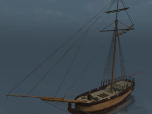 hms shooner 1 masts 3D Model