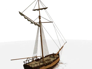 hms shooner 1 masts 3D Model