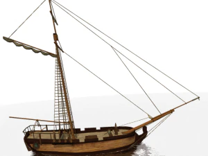 hms shooner 1 masts 3D Model