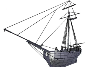 hms shooner 1 masts 3D Model