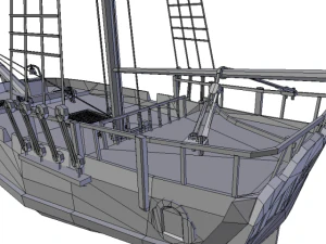 hms shooner 1 masts 3D Model
