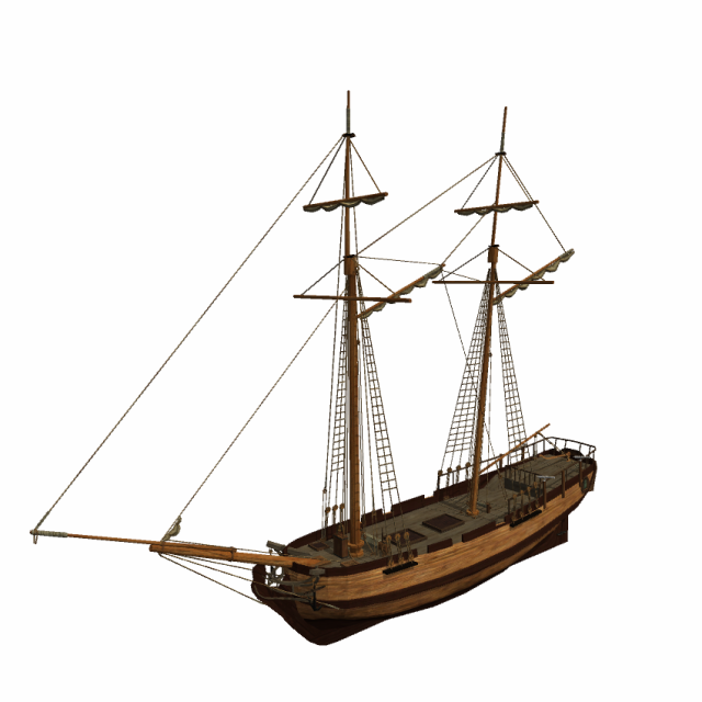 hms shooner 2 masts Modelo 3D .c4d .max .obj .3ds .fbx .stl .blend 