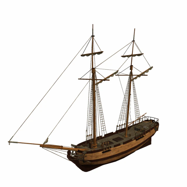 hms shooner 2 maszty Model 3D .c4d .max .obj .3ds .fbx .stl .blend