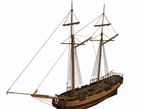 hms shooner 2 masts 3D 모델