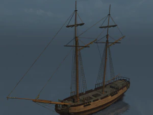 hms shooner 2 maszty Model 3D