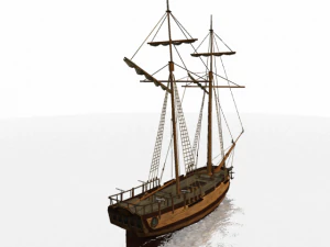 hms shooner 2 maszty Model 3D