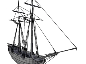 hms shooner 2 maszty Model 3D