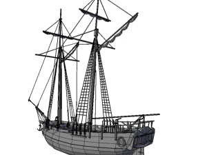 hms shooner 2 maszty Model 3D