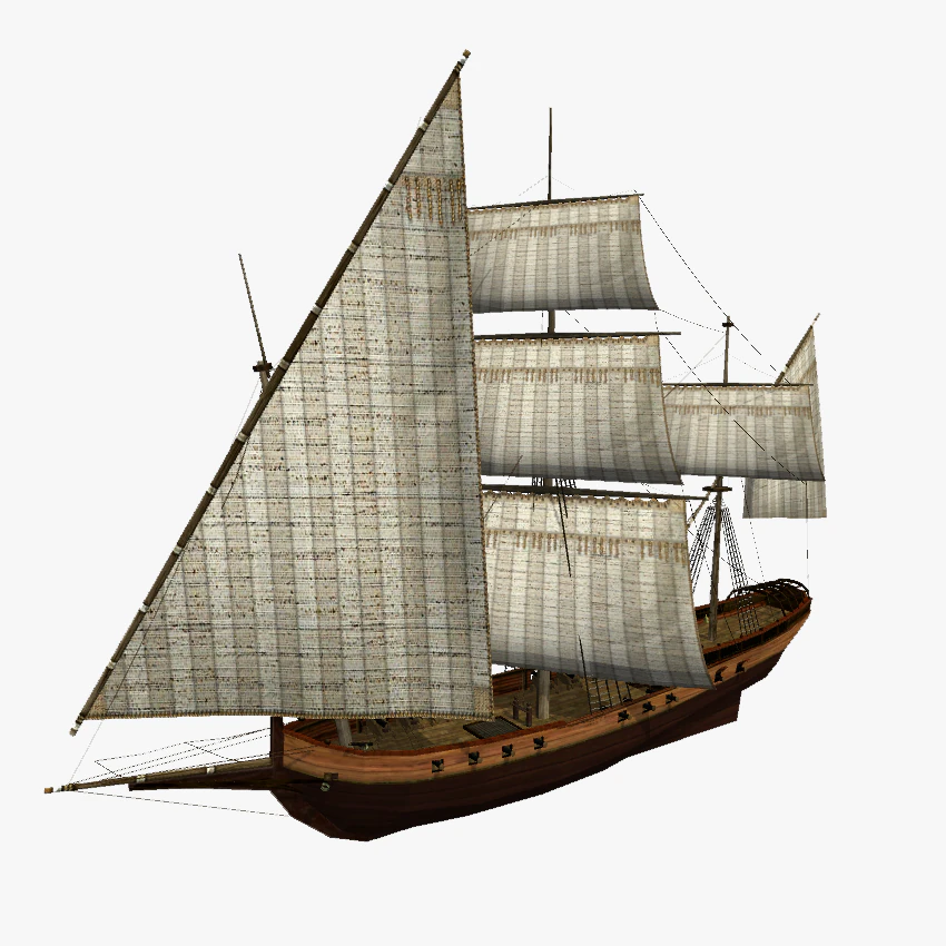 hms shooner 3 masts 3D Model .c4d .max .obj .3ds .fbx .stl .blend