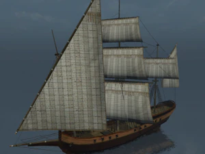 hms shooner 3 masts 3D Model
