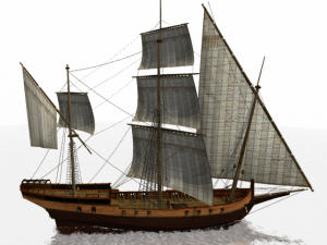 hms shooner 3 masts Model 3D