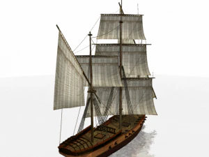 hms shooner 3 masts 3D Model