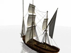 hms shooner 3 masts 3D Model