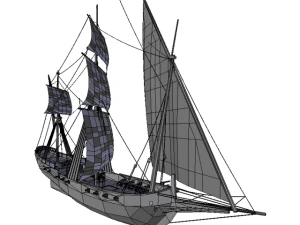 hms shooner 3 masts 3D Model