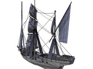 hms shooner 3 masts Model 3D