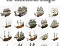 hms 18 sailships collection 3D Модель