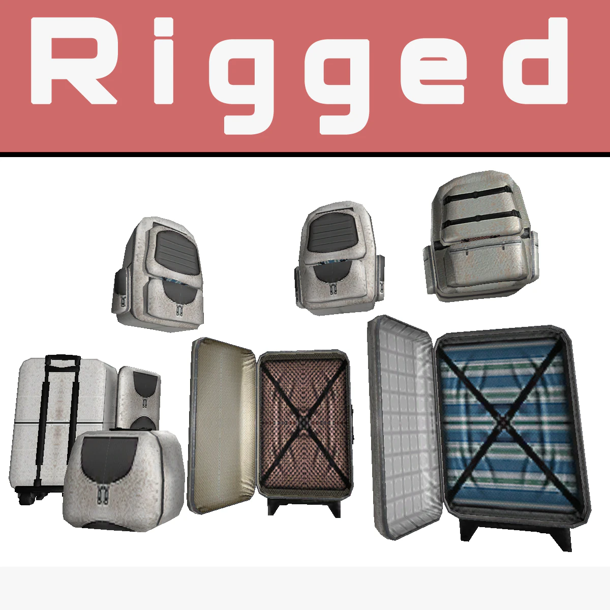 four trip bags 3D Model .c4d .max .obj .3ds .fbx .stl .blend 