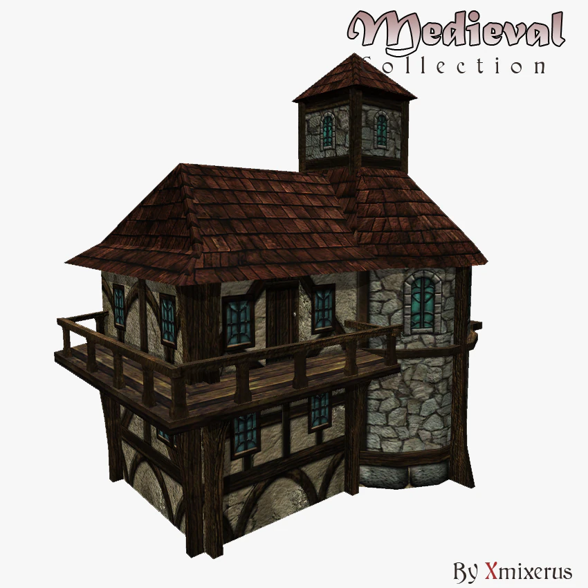 medieval house 1 3D Model .c4d .max .obj .3ds .fbx .stl .blend