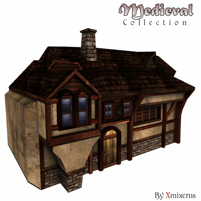 medieval house 2 3D 模型 .c4d .max .obj .3ds .fbx .stl .blend 