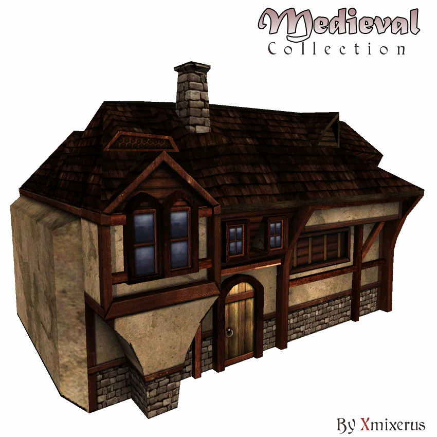 medieval house 2 3D Model .c4d .max .obj .3ds .fbx .stl .blend 