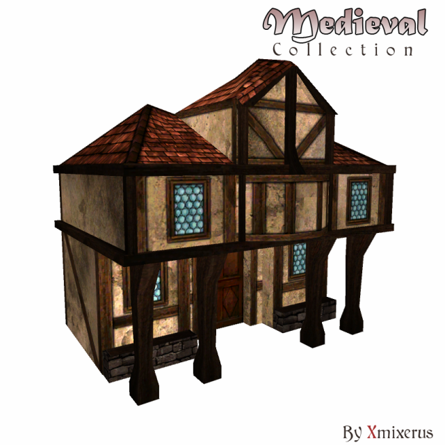 medieval house 4 3D Model .c4d .max .obj .3ds .fbx .stl .blend 