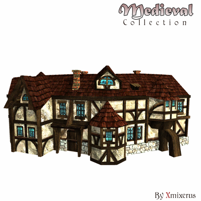 medieval house 5 3D Model .c4d .max .obj .3ds .fbx .stl .blend 