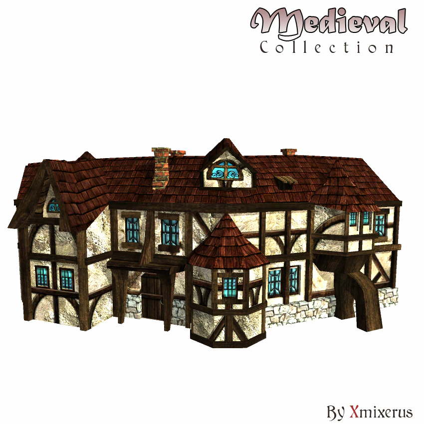 medieval house 5 3D Model .c4d .max .obj .3ds .fbx .stl .blend 